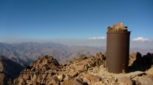 Jebel Thebt summit trig point, Sinai, Go tell it on the mountain
